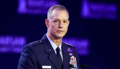 US General Alexus G. Grynkewich, the Supreme Allied Commander Europe (SACEUR), speaks during the opening session of the Warsaw Security Forum in Warsaw, Poland on October 12, 2026. (Photo by Wojtek RADWANSKI/AFP)