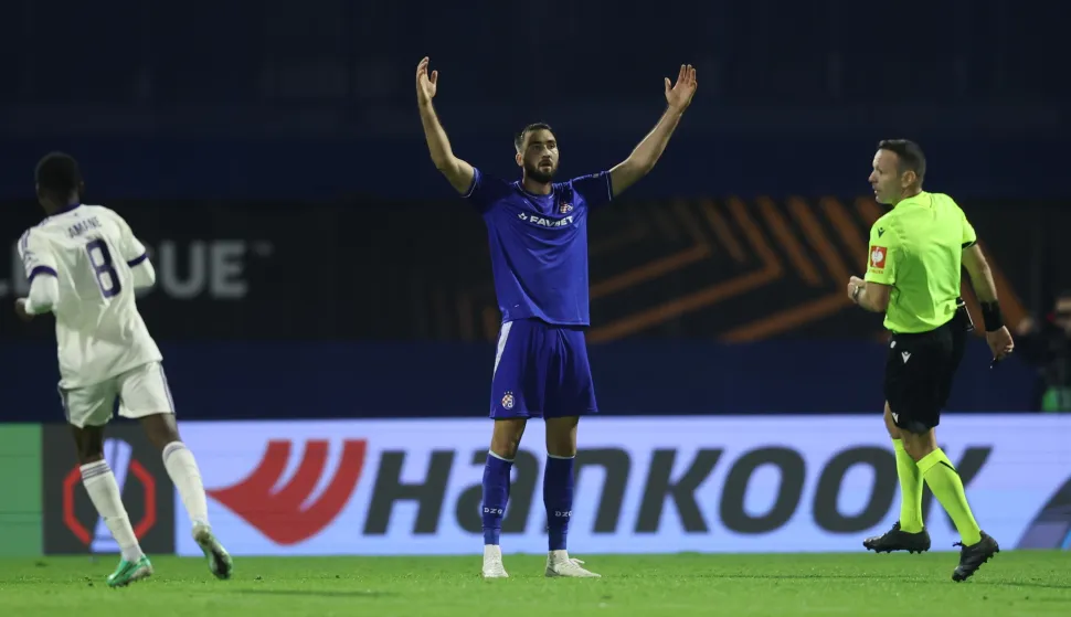 Zagreb, 15.10.2026 - Susret 2. kola Europa lige Dinamo - Anderlecht. Na slici Dion Beljo. foto HINA/ Damir SENČAR/ ds