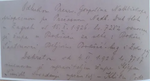 upa8.jpg - Dekret o osnivanju župe Bok&scaron;ić i imenovanju vlč. Stjepana &Scaron;midta upraviteljemŽUPA BOK&Scaron;IĆ - 100 GODINALISTOPAD 2026. - IZ ZBIRKE 155 FOTOGRAFIJA6.