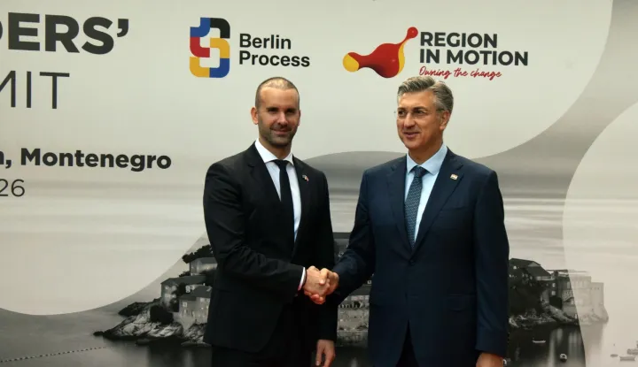 Miločer, 22.10.2026. &ndash; Sastanak na vrhu Berlinskog procesa u crnogorskom Miločeru. Na fotografiji Milojko Spajić, Andrej Plenković. foto HINA/Baldo MARUNČIĆ