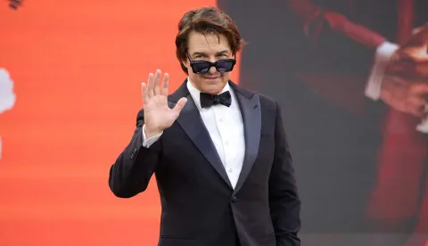 US actor Tom Cruise poses upon arrival for the global premiere of the film 'Digger' in Leicester Square in central London on September 22, 2026. (Photo by Henry NICHOLLS/AFP)