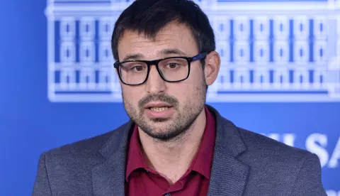 Zagreb, 22.10.2026. - Zastupnik Marin Živković održao je u Hrvatskom saboru konferenciju za medije na temu odnosa Vlade i DP-a.Na fotografiji Marin Živković.foto HINA/ Edvard &Scaron;U&Scaron;AK /es