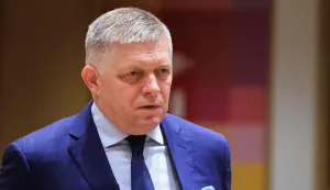 Slovakia's Prime Minister Robert Fico arrives ahead of a round table as part of a European Union summit at the EU headquarters in Brussels on October 16, 2026. EU leaders headed to Brussels on October 15, 2026, for their biggest clash yet over the bloc?s next long-term budget, as they race to lock in a deal before next year?s French presidential election. (Photo by Ludovic MARIN/AFP)