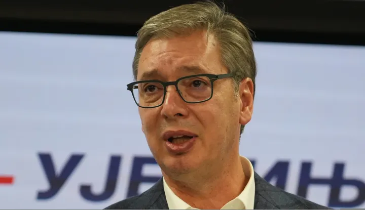 25, October, 2026, Belgrade - Aleksandar Vucic, the lead candidate of the "United Serbia" list, spoke at the headquarters of the Serbian Progressive Party. Aleksandar Vucic. Aleksndar Vucic. Photo: Antonio Ahel/ATAImages25, oktobar 2026, Beograd - Nosilac liste "Ujedinjena Srbija" Aleksandar Vucic obratio se u sedistu Srpske napredne stranke. Photo: Antonio Ahel/ATAImages Photo: Antonio Ahel/ATAImages/PIXSELL