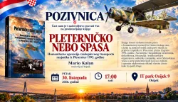 U&nbsp;petak, 30. listopada, u 17&nbsp;sati, u prostoru IT parka bit će predstavljena knjiga&nbsp;"Pleterničko nebo spasa &ndash; Humanitarna operacija zrakoplovnog transporta ranjenika iz Pleternice 1992. godine"