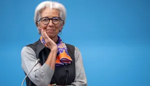 (FILES) European Central Bank (ECB) President Christine Lagarde delivers a speech during a coversation event on the occasion of International Women's Day, at the WTO headquaters in Geneva on March 8, 2023. Christine Lagarde is to step down as President of the ECB on February 7, 2027, it was announced on October 30, 2026. (Photo by Fabrice COFFRINI/AFP)